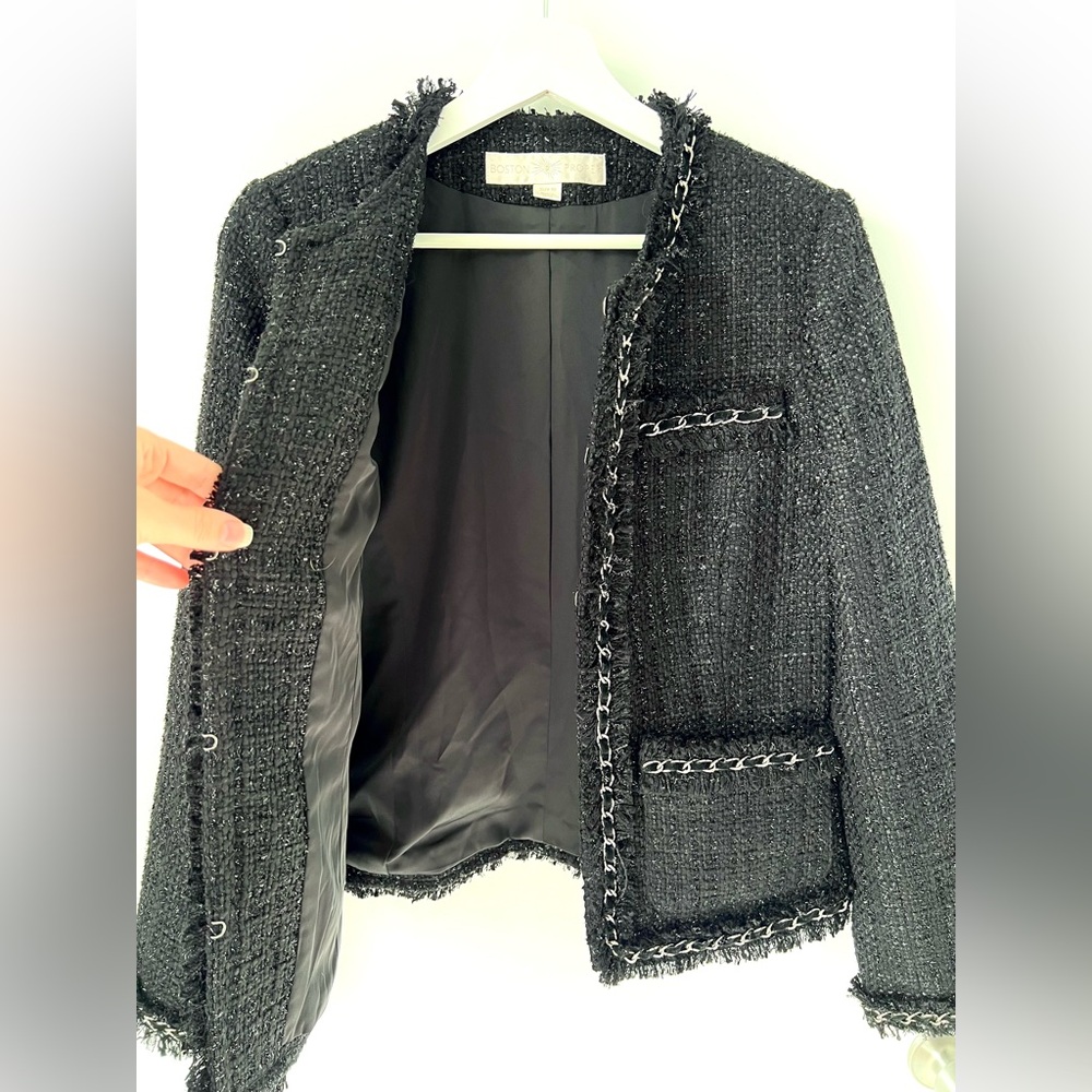 Boston Proper Elegant Black Shimmer Jacket - Picture 6 of 8